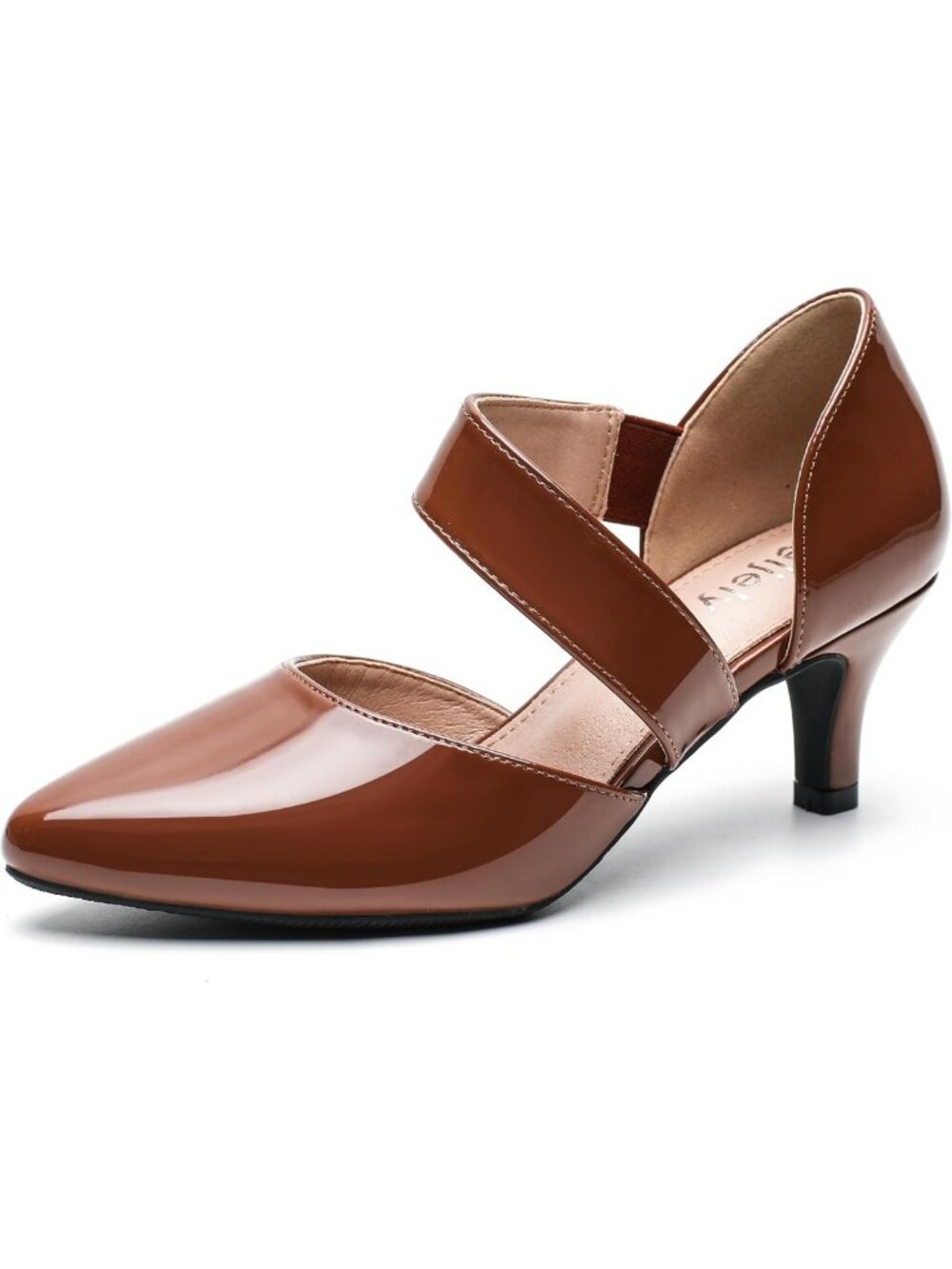 Chic Pointed Toe Kitten Heel Pumps with Elastic Strap - Stylish Slip-On Office